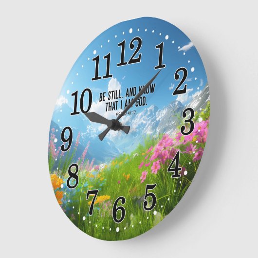 詩篇46:10わたしがまだ神の聖書であることを知りなさい ラージ壁時計 (傾斜)
