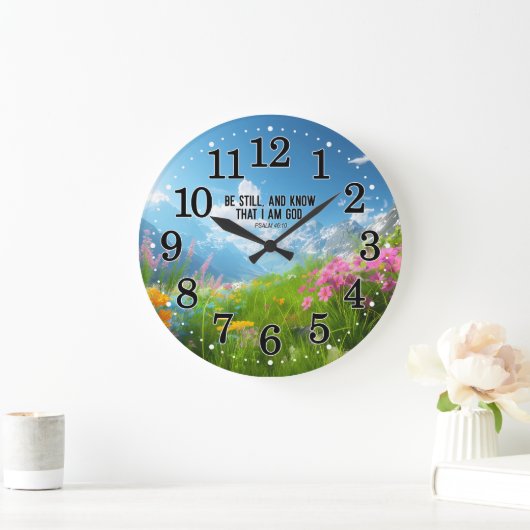 詩篇46:10わたしがまだ神の聖書であることを知りなさい ラージ壁時計 (ホーム)