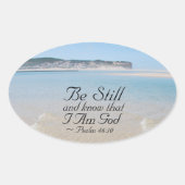 詩篇46:10わたしがまだ神の聖書であることを知りなさい 楕円形シール (正面)