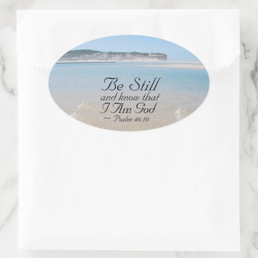 詩篇46:10わたしがまだ神の聖書であることを知りなさい 楕円形シール (バッグ)