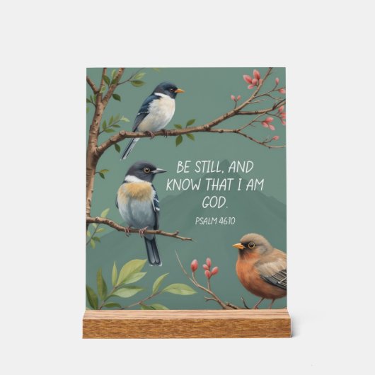 詩篇46:10キリスト教聖書聖句像 アクリルサイン (正面)