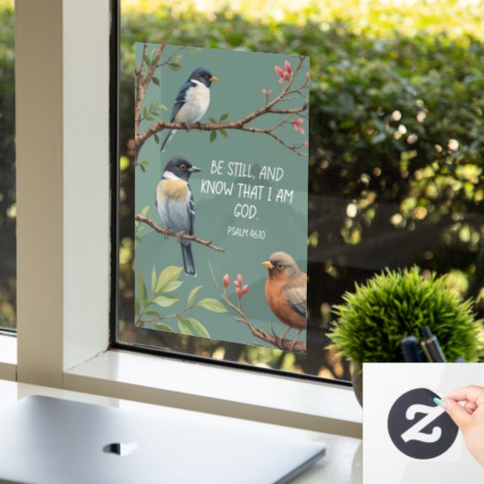 詩篇46:10キリスト教聖書聖句像 ウィンドウサイン (オフィス)