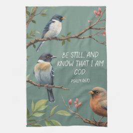 詩篇46:10キリスト教聖書聖句像 キッチンタオル