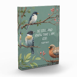 詩篇46:10キリスト教聖書聖句像 フォトブロック