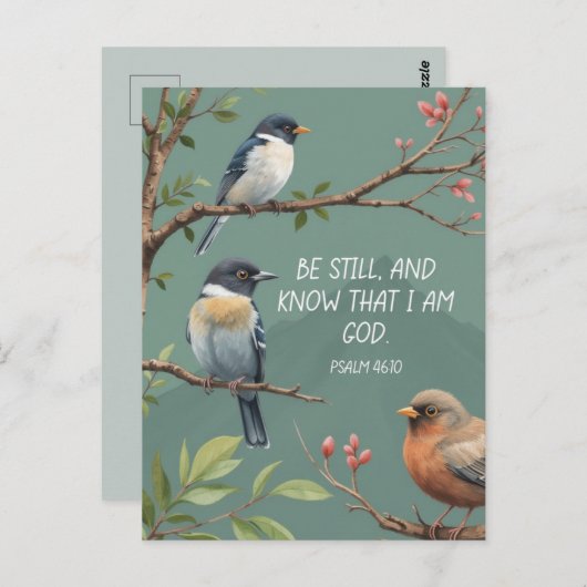 詩篇46:10キリスト教聖書聖句像 ポストカード (正面/裏面)