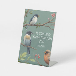 詩篇46:10キリスト教聖書聖句像 台座サイン