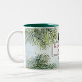 詩篇46:10私が神のクリスマスであることを知っている ツートーンマグカップ (左)