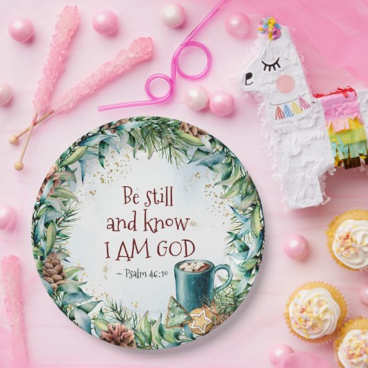 詩篇46:10私が神のクリスマスであることを知っている ペーパープレート (パーティー)