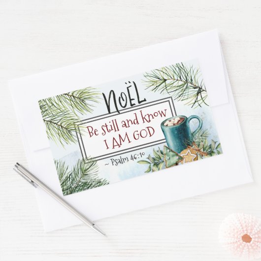 詩篇46:10私が神のクリスマスであることを知っている 長方形シール (封筒)