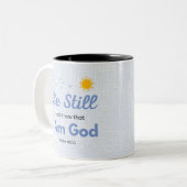 詩篇46:10私が神のマグカップであることを知っている ツートーンマグカップ (正面左)