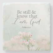 詩篇46:10私が神の聖句であることを知りなさい ストーンコースター (正面)
