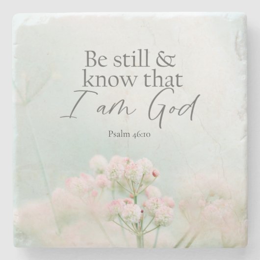 詩篇46:10私が神の聖句であることを知りなさい ストーンコースター (正面)