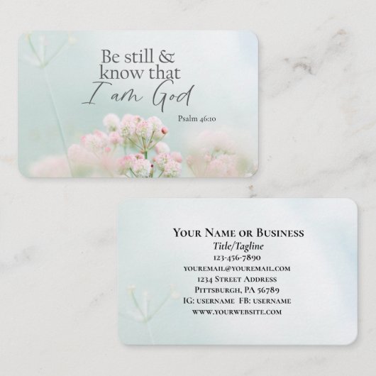 詩篇46:10私が神の聖句であることを知りなさい 名刺 (正面/裏面)
