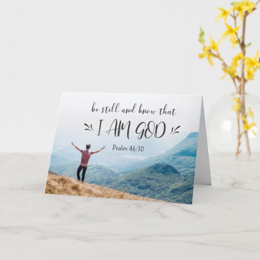 詩篇46:10私が神の聖書であることを知りなさい カード (黄色い花)