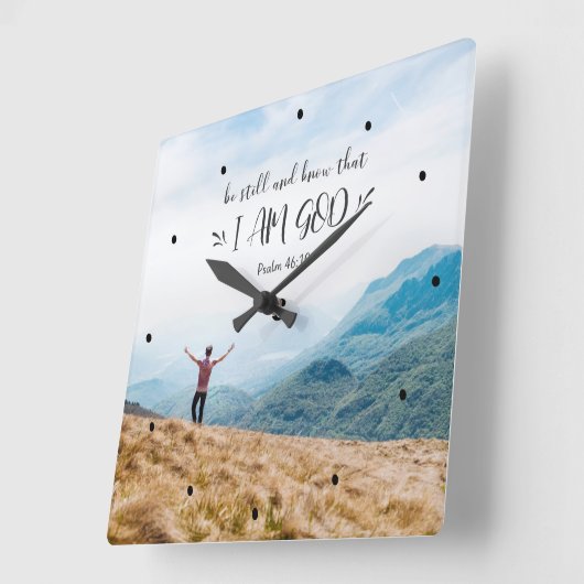 詩篇46:10私が神の聖書であることを知りなさい スクエア壁時計 (傾斜)