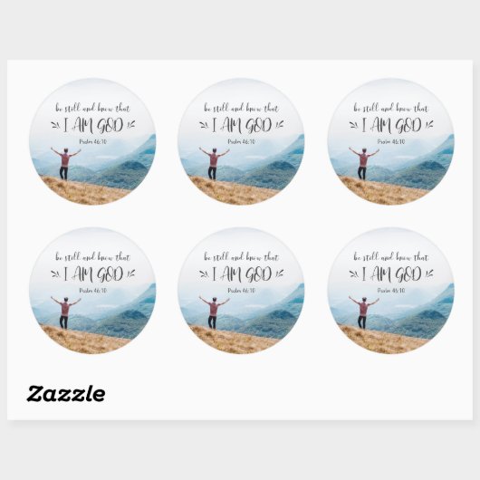 詩篇46:10私が神の聖書であることを知りなさい ラウンドシール (シート)