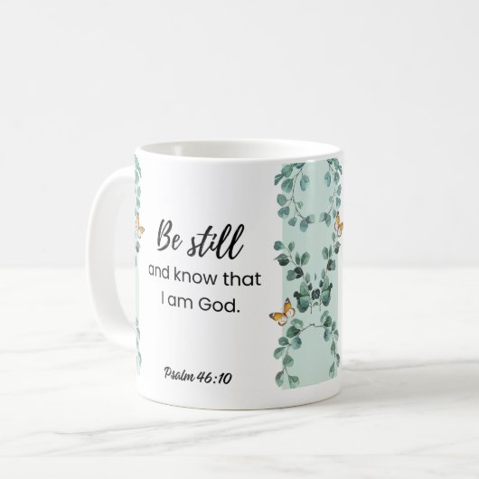 詩篇46:10私が神マグカップであることを知っている コーヒーマグカップ (正面左)