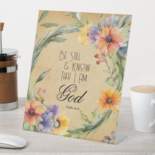 詩篇46:10聖書の聖句 台座サイン (インサイチュ)