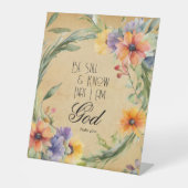 詩篇46:10聖書の聖句 台座サイン (正面)