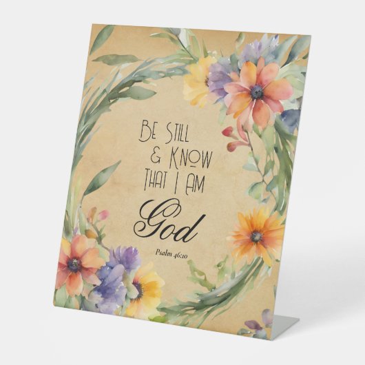 詩篇46:10聖書の聖句 台座サイン (正面)