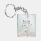 詩篇46:10  静かでなさい、わたしは神であることを知りなさい 聖書の名言 キーホルダー (正面左)