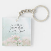 詩篇46:10  静かでなさい、わたしは神であることを知りなさい 聖書の名言 キーホルダー (裏面)