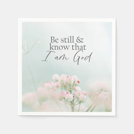 詩篇46:10  静かでなさい、わたしは神であることを知りなさい 聖書の名言 スタンダードカクテルナプキン (正面)