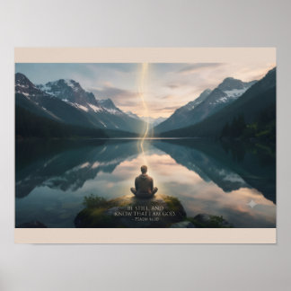詩篇46:10 KJV 聖書ポスター | キリスト教アート ポスター