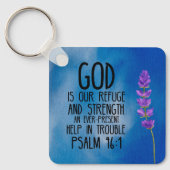 詩篇46:1 キリスト教の聖書の詩の芸術 キーホルダー (正面)