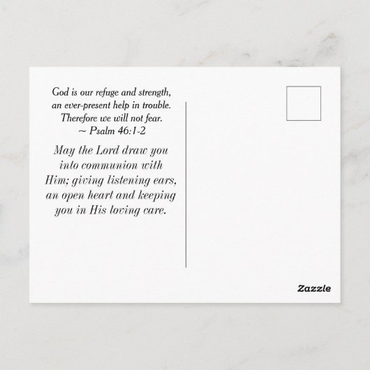 詩篇46:1 神は私たちの避難所であり、力である聖書 ポストカード (裏面)