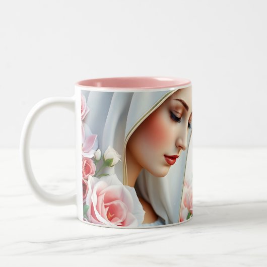 詩篇46:5キリスト教聖書聖句ヴァージンマリア ツートーンマグカップ (左)