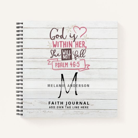 詩篇46.5神は彼女の内にあり、彼女は秋しない ノートブック (正面)