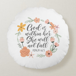 詩篇46:5神は彼女の内にあり、彼女は秋しない ラウンドクッション