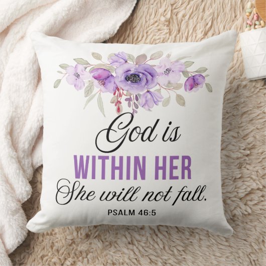詩篇46:5神は彼女の聖なる書物、 経典の花の中にある クッション (ブランケット)