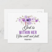 詩篇46:5神は彼女の聖なる書物、 経典の花の中にある ポストカード (正面/裏面)
