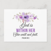 詩篇46:5神は彼女の聖なる書物、 経典の花の中にある ポストカード (正面)