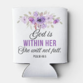 詩篇46:5神は彼女の聖なる書物、 経典の花の中にある 缶クーラー (裏面)