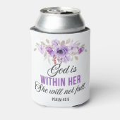 詩篇46:5神は彼女の聖なる書物、 経典の花の中にある 缶クーラー (缶裏面)
