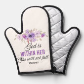 詩篇46:5神は彼女の聖なる書物、 経典の花の中にある 鍋つかみ (正面/裏面)