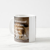 詩篇4:8落ち着いた聖書の聖句クリスチャン コーヒーマグカップ (正面左)