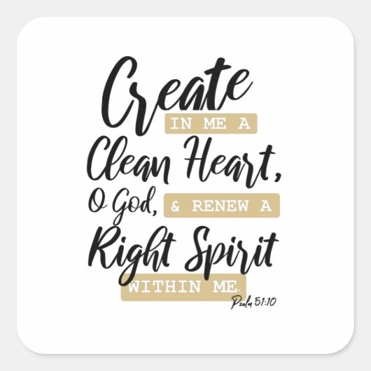 詩篇51:10イエス・キリスト教の聖書聖句 スクエアシール (正面)