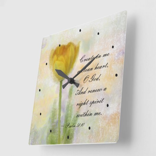 詩篇51:10私に神の清らかなハートを作れ スクエア壁時計 (傾斜)