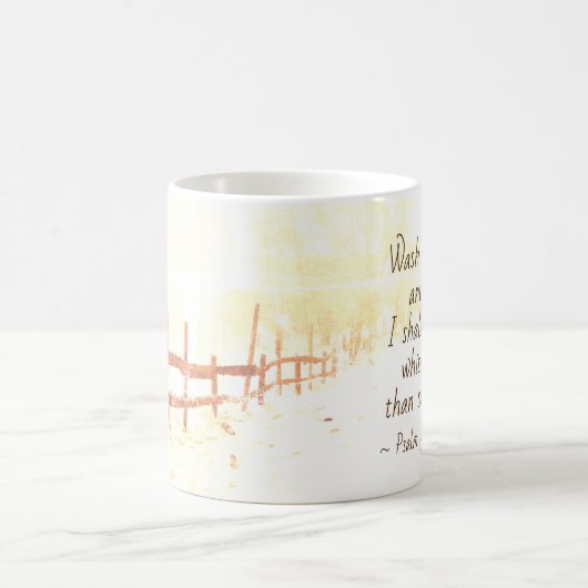 詩篇51:7わたしはわたしを洗い、わたしは雪よりも白くなる コーヒーマグカップ (中央)