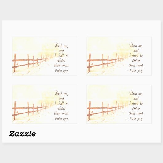 詩篇51:7わたしはわたしを洗い、わたしは雪よりも白くなる 長方形シール (シート)