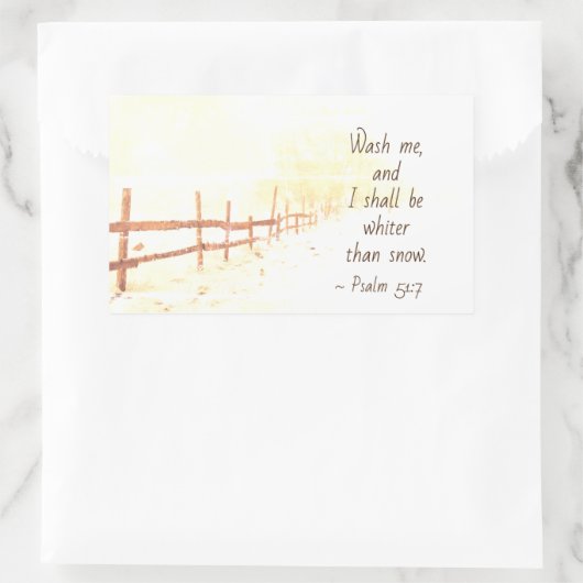 詩篇51:7わたしはわたしを洗い、わたしは雪よりも白くなる 長方形シール (バッグ)