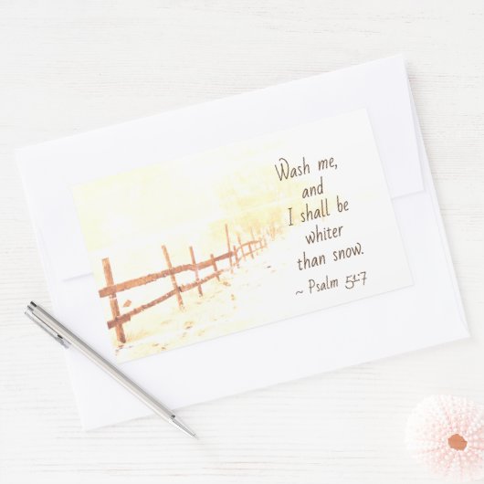 詩篇51:7わたしはわたしを洗い、わたしは雪よりも白くなる 長方形シール (封筒)