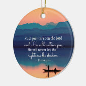 詩篇55:22 主にあなたの思い煩いをゆだねなさい セラミックオーナメント (左)