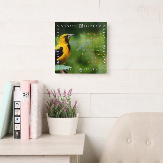 詩篇55:22 感動的 スクエア壁時計 (読書スペース)