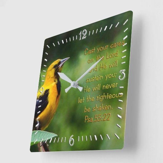 詩篇55:22 感動的 スクエア壁時計 (傾斜)