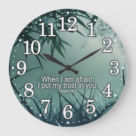 詩篇56:3わたしは聖書の聖句引用文に信頼を置く ラージ壁時計